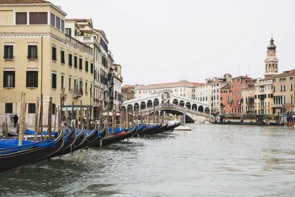 Italy, Venice Gondolas along the Grand Canal
